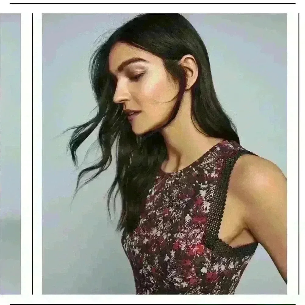 NWT REISS Louise Rose Print Fit & Flare
Dress Lace Trim Sz O